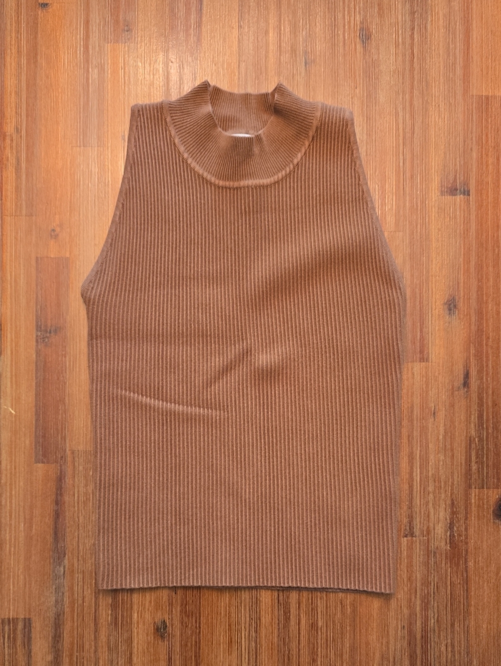 NWT Women's Ribbed Mock Neck Sweater Vest - Brown